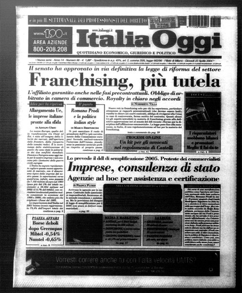 Italia oggi : quotidiano di economia finanza e politica